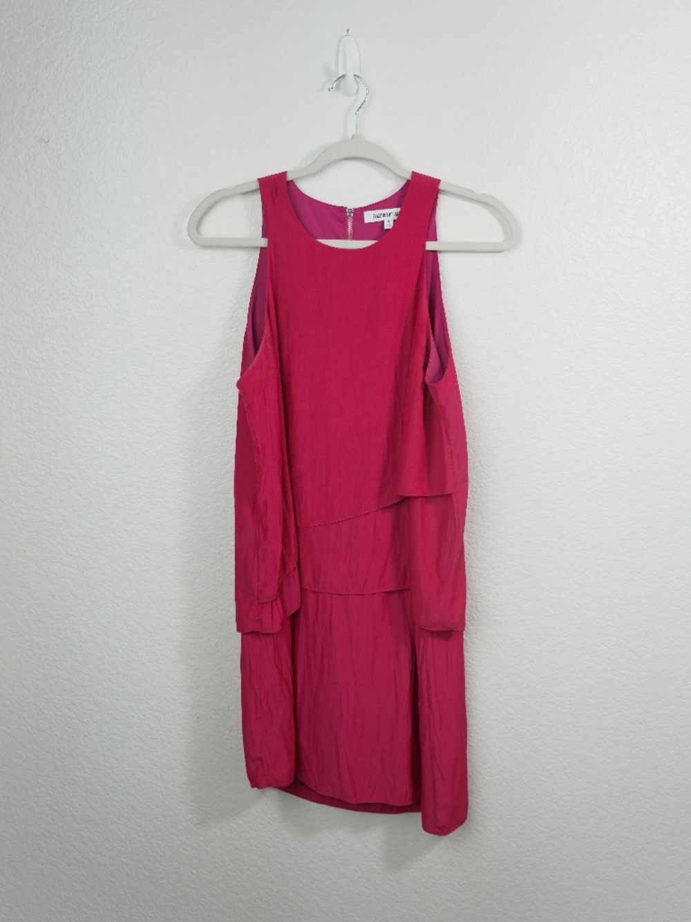 Elizabeth and James Women’s Dress Size S Pink Cold Shoulder Layered Midi Shift